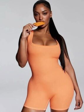 SKIMS Cotton Rib Onesie Apricot Size 2X NWT